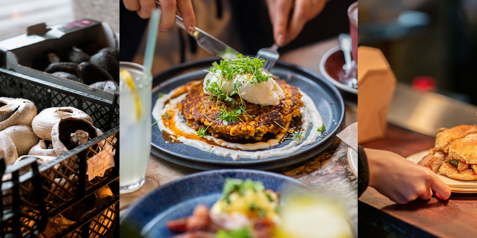 Federal Cafe best brunch and cheddar corn fritters in Manchester and Leeds City centre